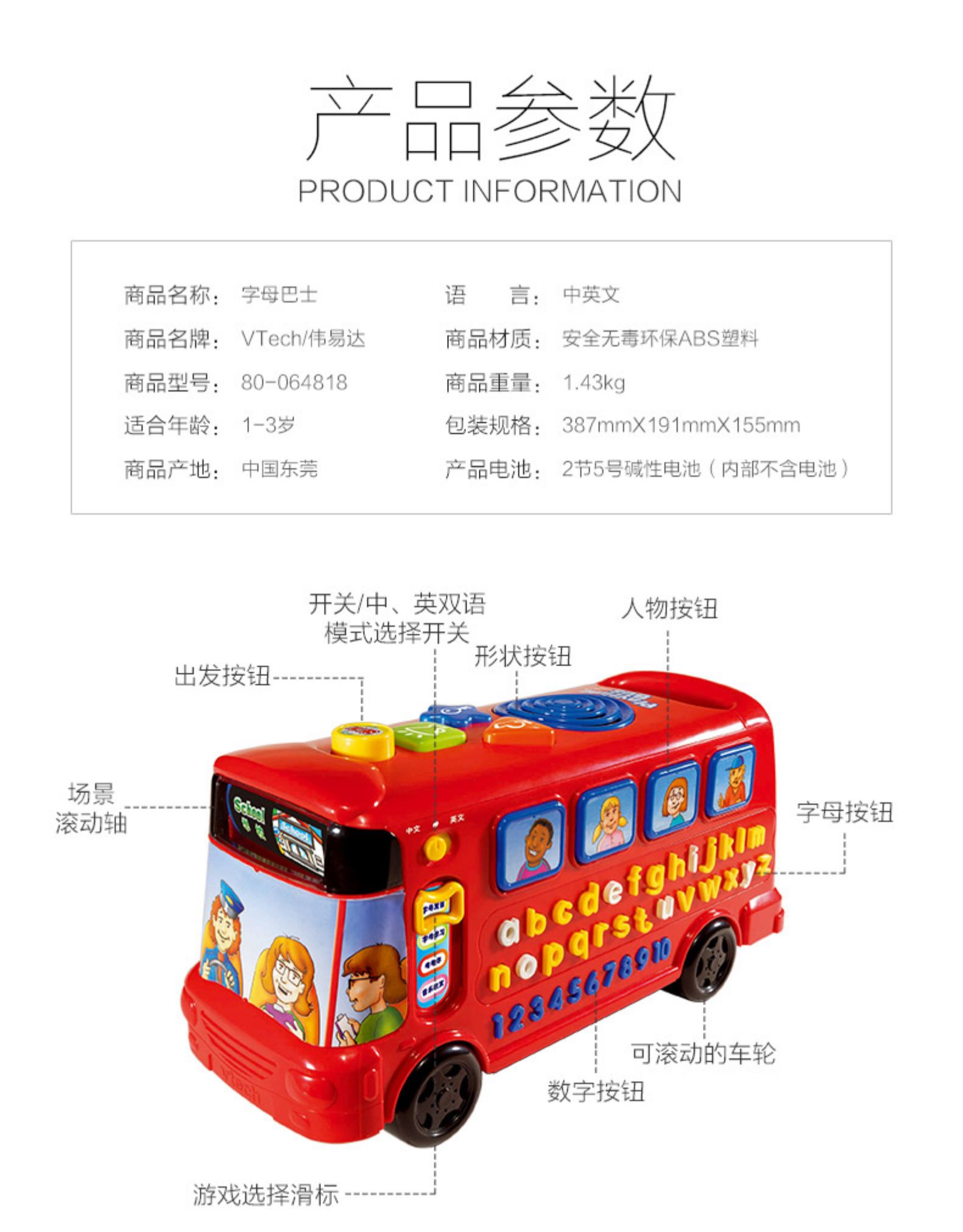 Vtech ΰ״Ӣ˫ĸʿ 26ĸѧϰӤ׶Сģ