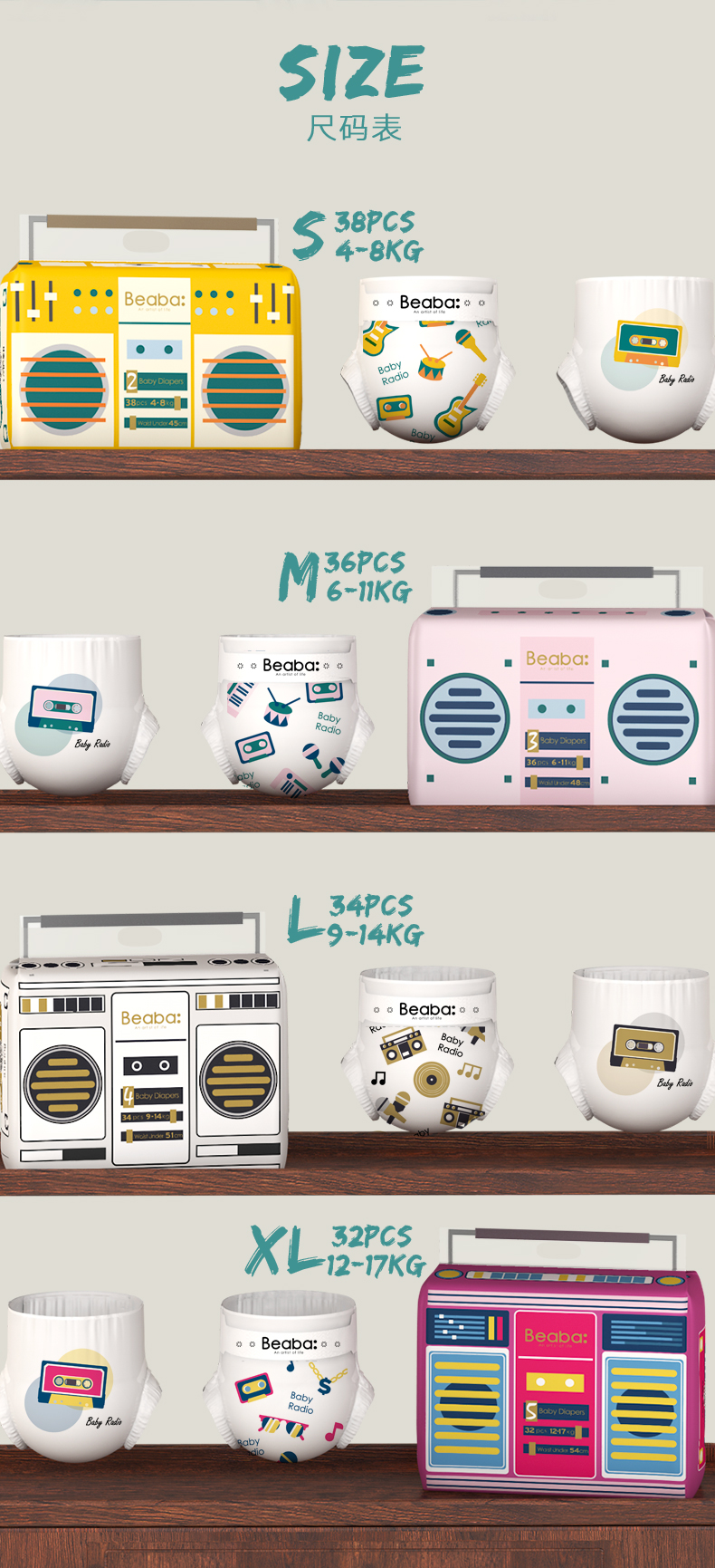 Beaba ̰űBaby RadioӤֽXL 32Ƭ 12-17kg