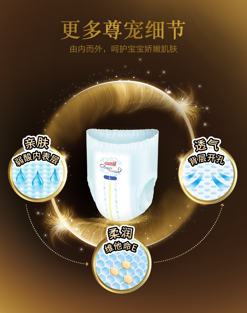 GOO.N 大王光羽鎏金系列短裤拉拉裤XL码 28片 12-17kg