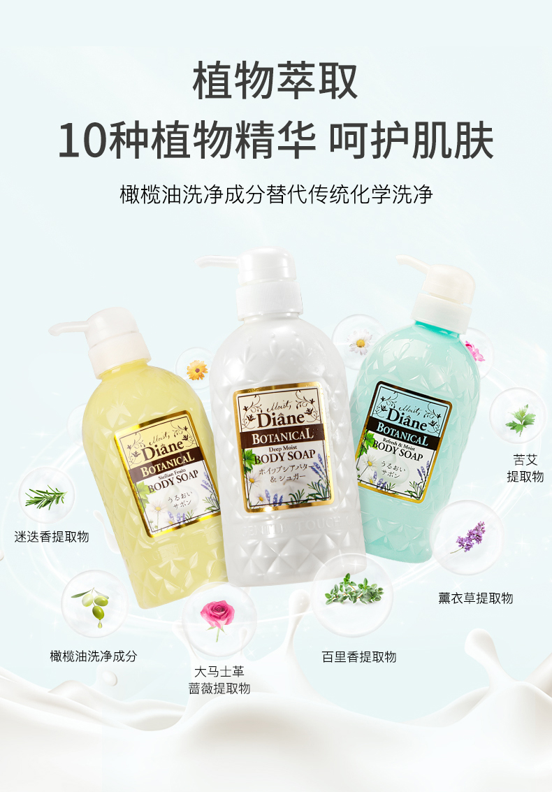 MOIST DIANE 日本黛丝恩植萃沐浴露缤纷花果香500ml 海外本土原版