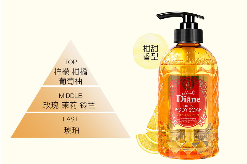 MOIST DIANE 日本黛丝恩精油沐浴露柑甜香型500ml 海外本土原版