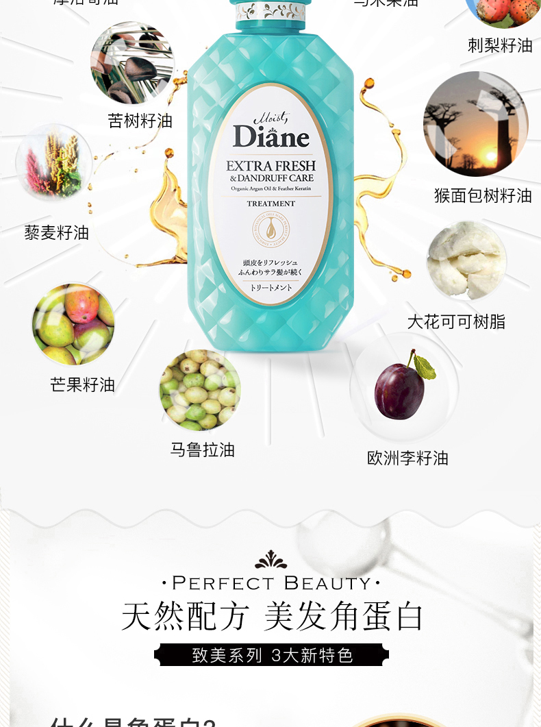 MOIST DIANE 日本黛丝恩致美摩洛哥油护发素去屑清爽型450ml 海外本土原版