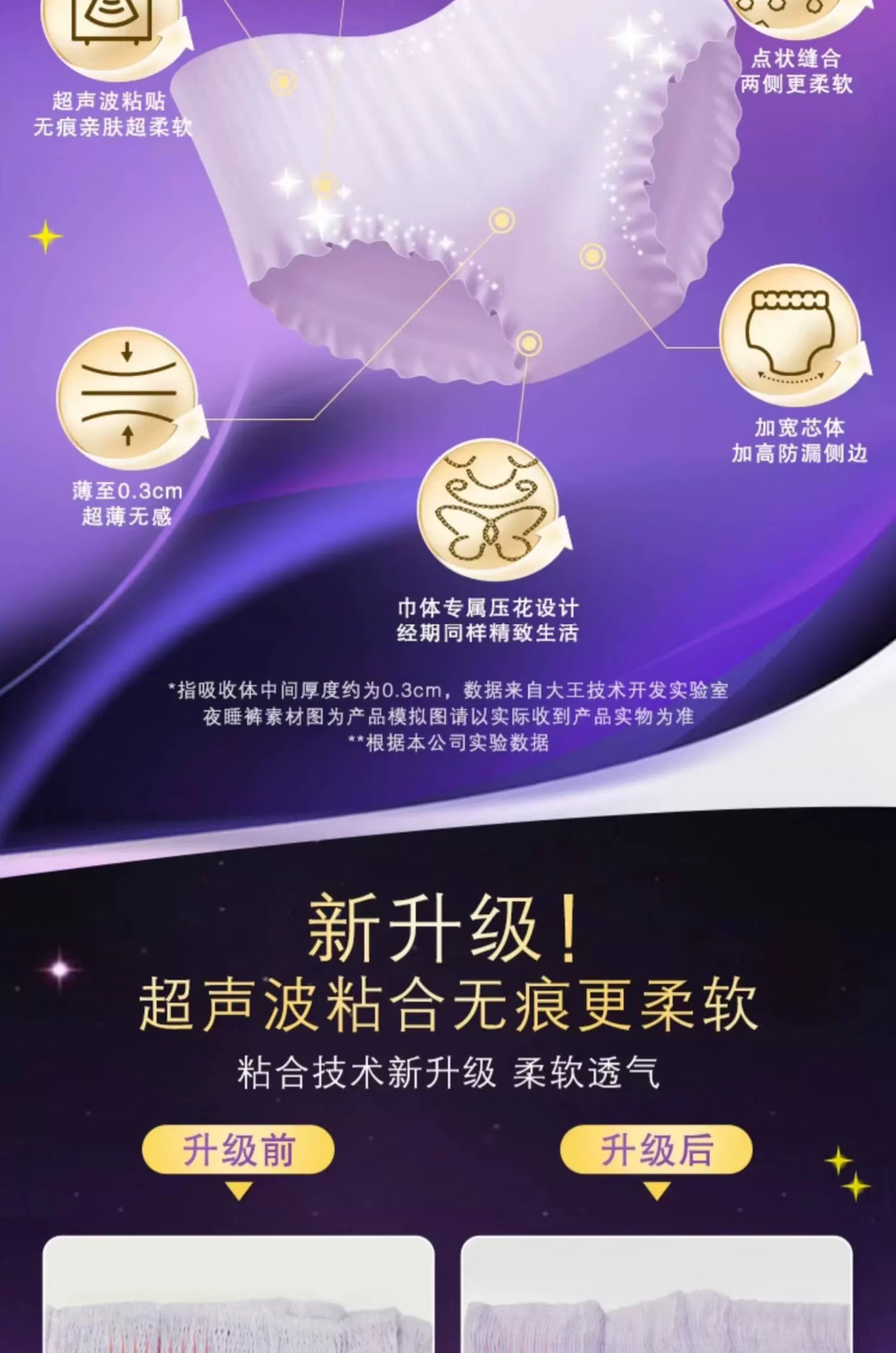 GOO.N大王elis爱璐茜星夜挚宠夜睡裤卫生巾夜睡裤姨妈巾M/L码2片*8包 (16片)