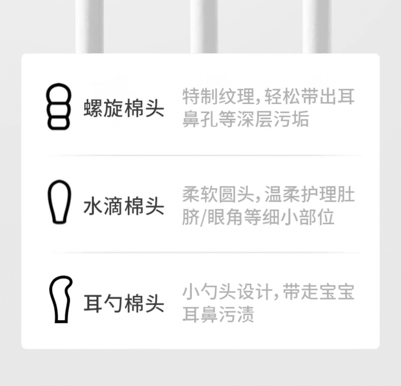 嘟咔熊 婴童双头棉签 200支*3盒