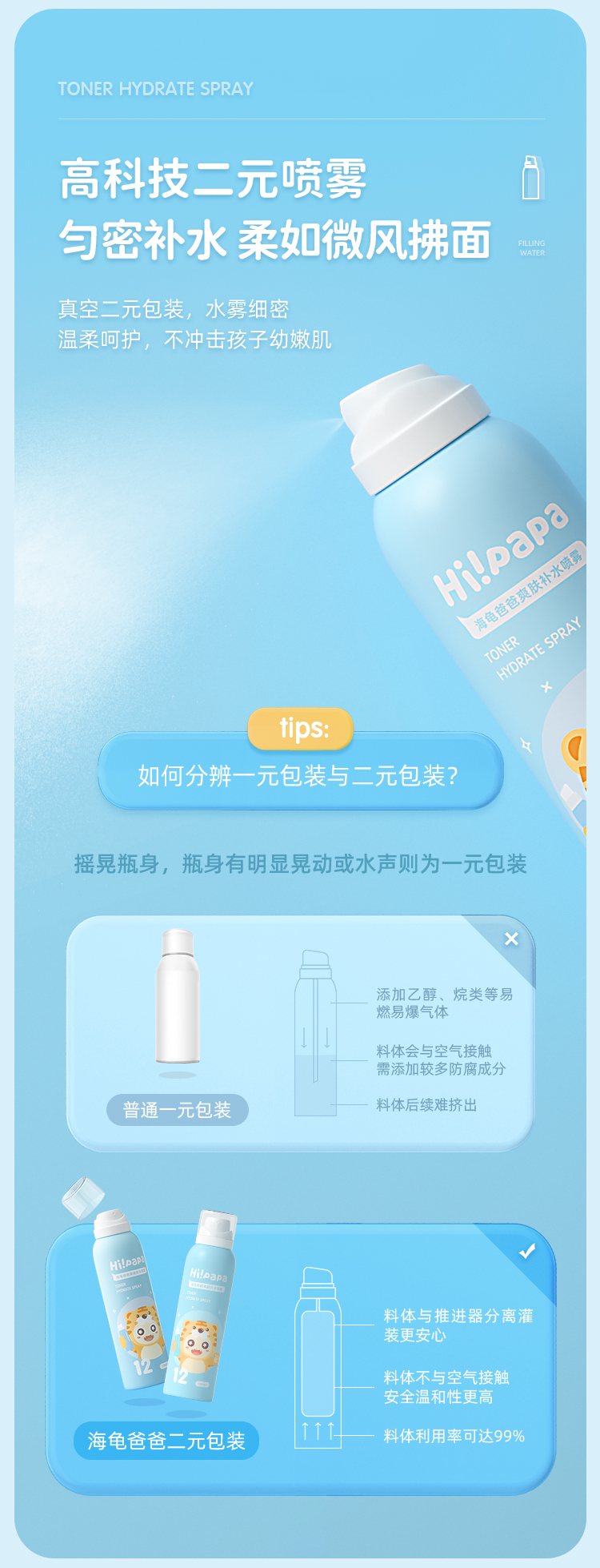 Hi!papa 海龟爸爸积雪草细柔爽肤喷雾 120ml