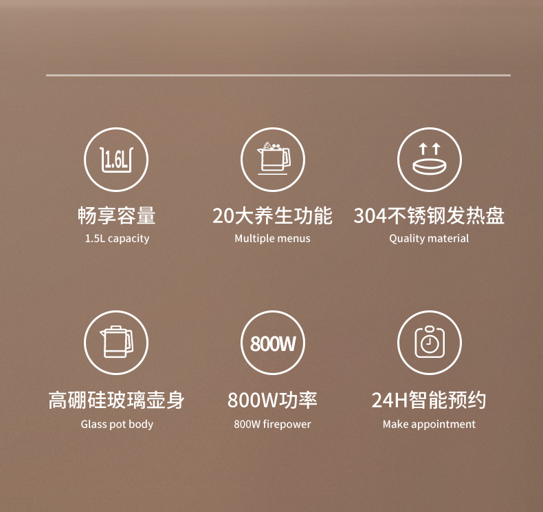 Yoice 优益养生电热水壶 1.6L