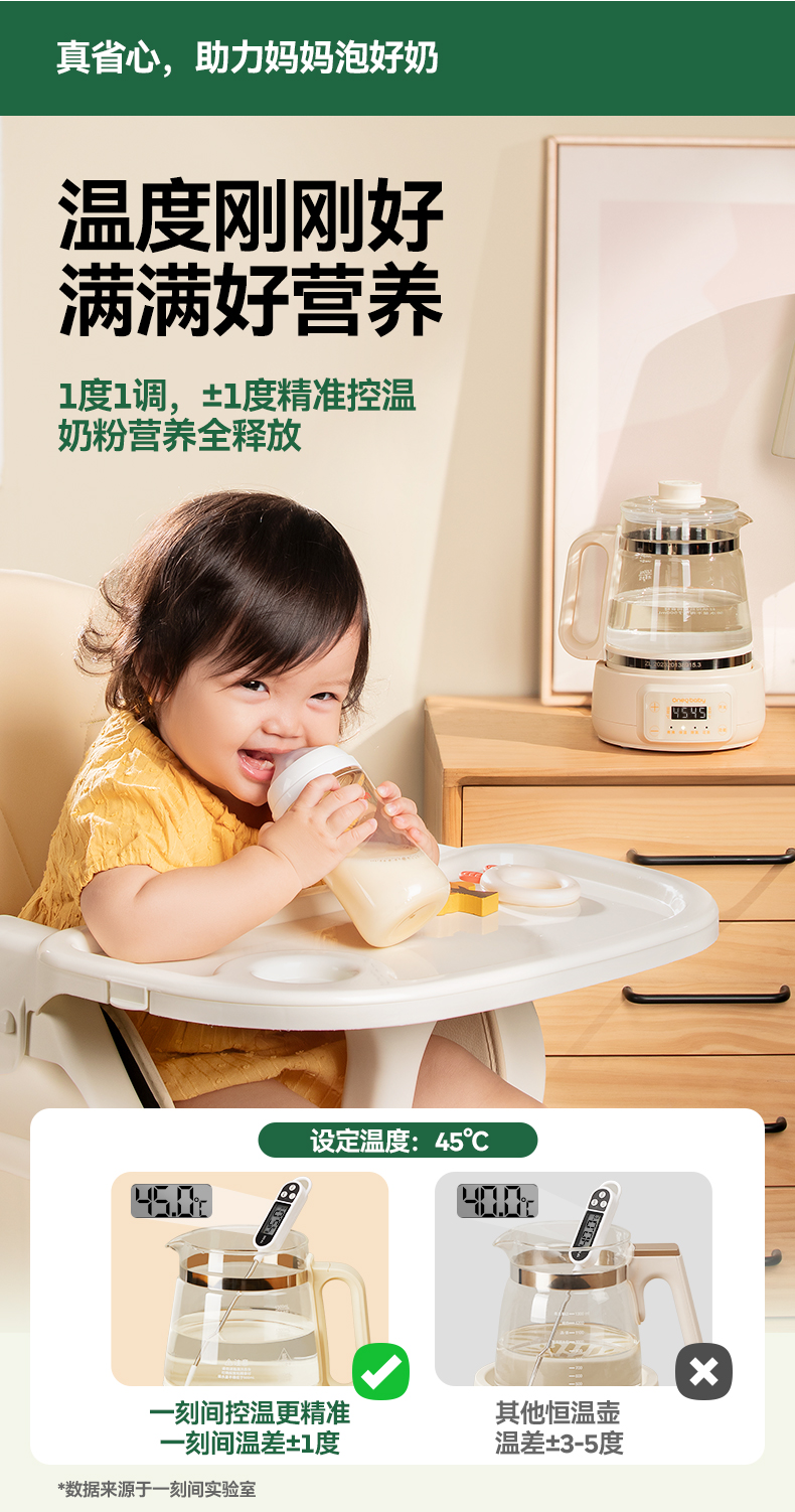 Oneqbaby 一刻间全玻璃恒温调奶壶YKJ015