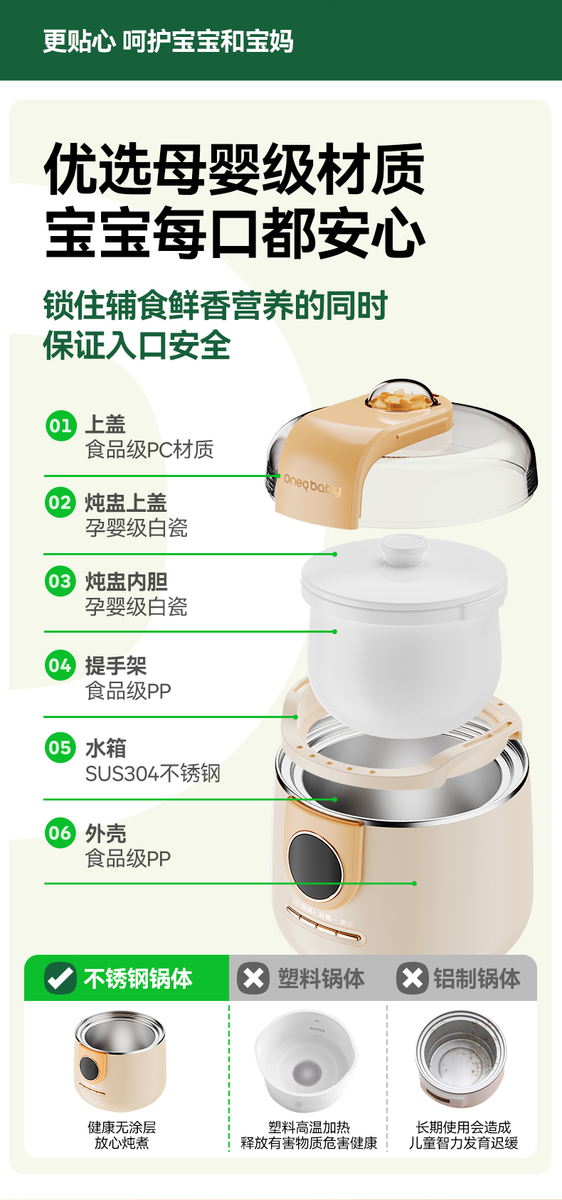 Oneqbaby 一刻间微压电炖锅