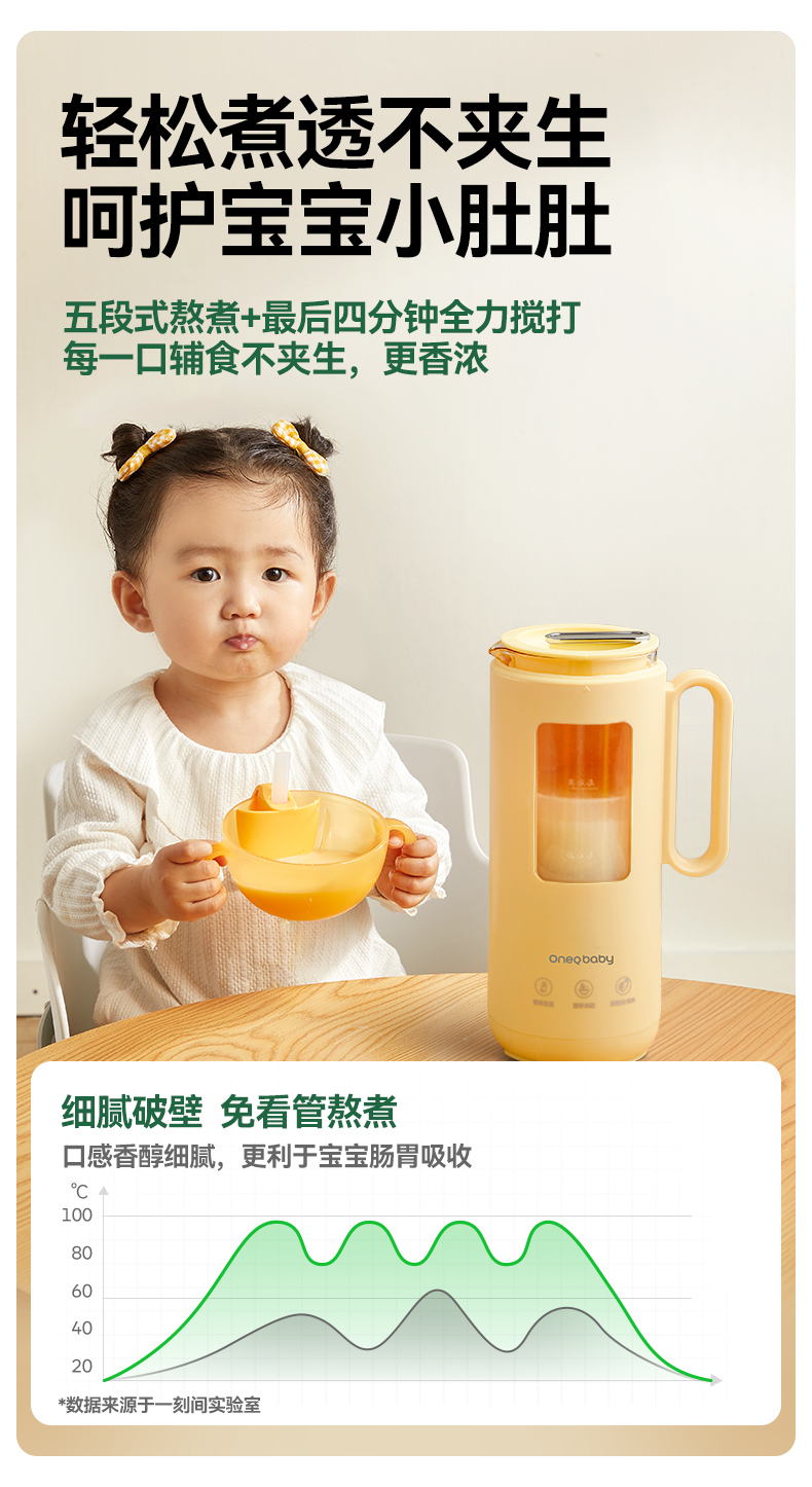 Oneqbaby 一刻间多功能破壁辅食机 350ml