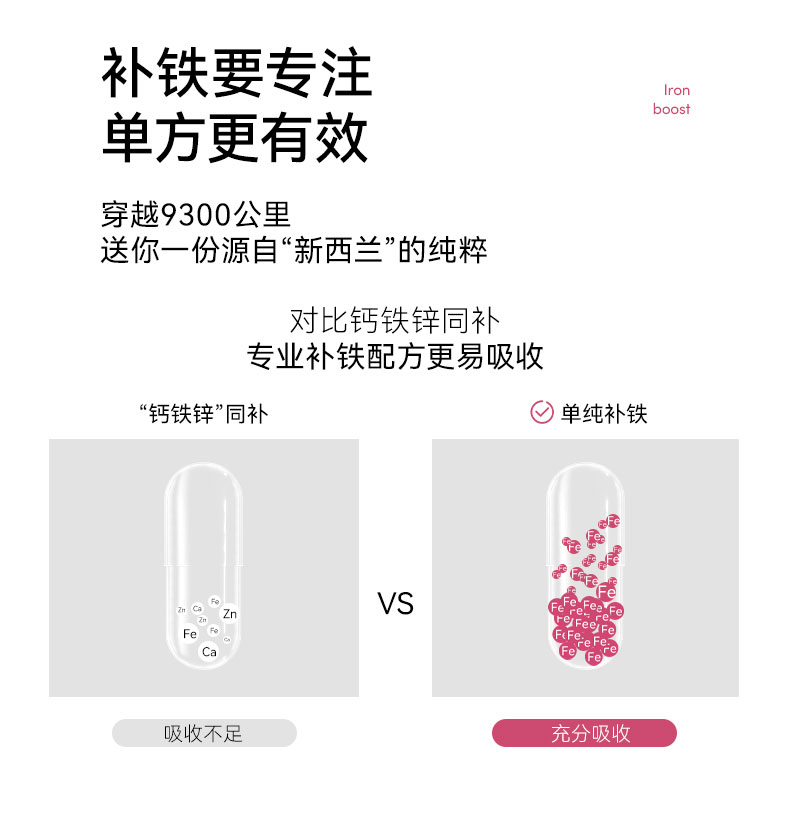 Me today 新西兰Iron Boost补铁胶囊 30粒/瓶