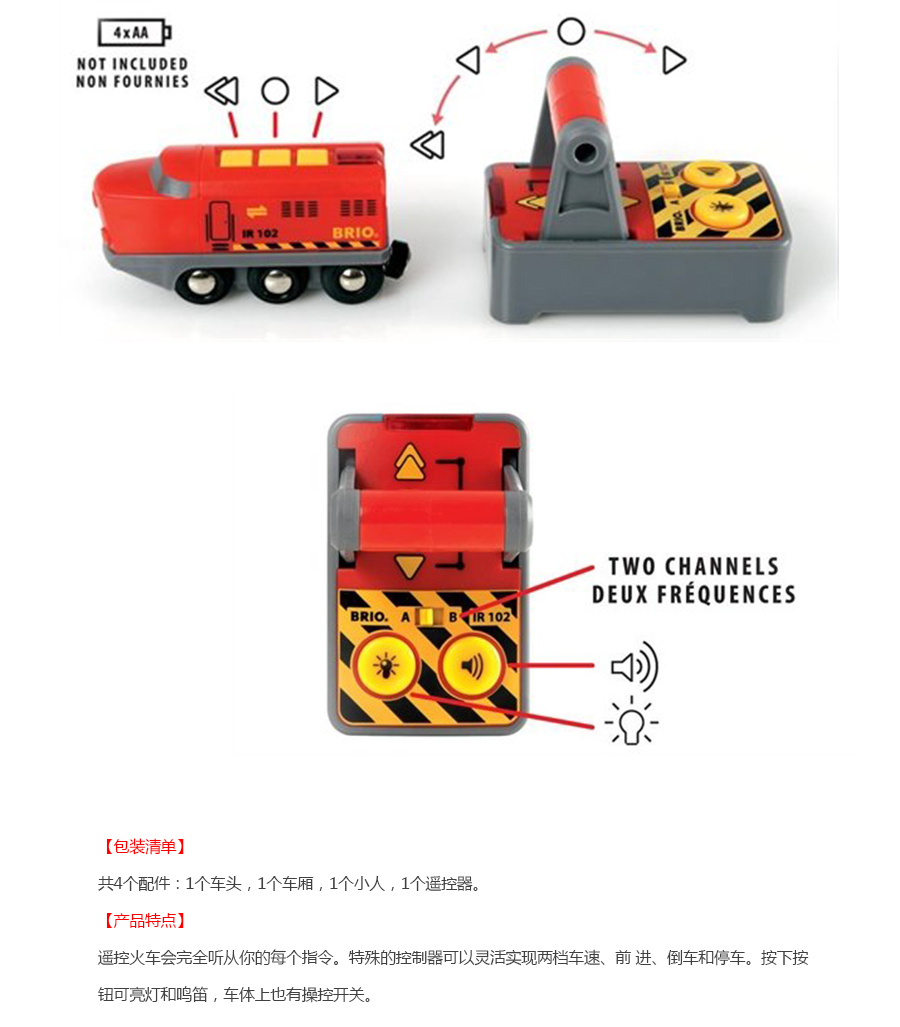 Brio 瑞典布瑞鸥火车系列红色遥控小火车 海外本土原版