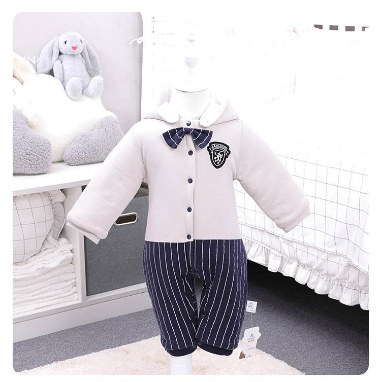 Verantwortung 明德任责 男女宝宝 冬季欧式百搭领结连体外出爬服