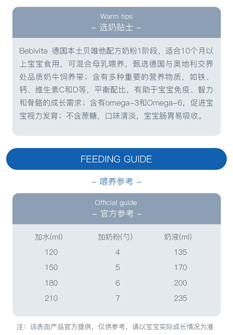 Bebivita 德国贝唯他婴儿奶粉3段 10个月以上 500g 德国本土原版