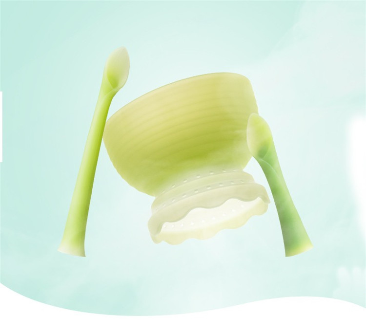Olababy 欧拉宝贝小绿芽餐具套装 短勺+蒸煮碗