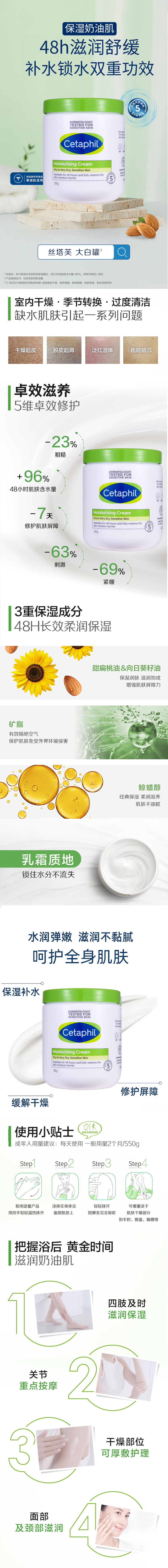 Cetaphil 加拿大丝塔芙大白罐保湿霜 550g 海外本土原版
