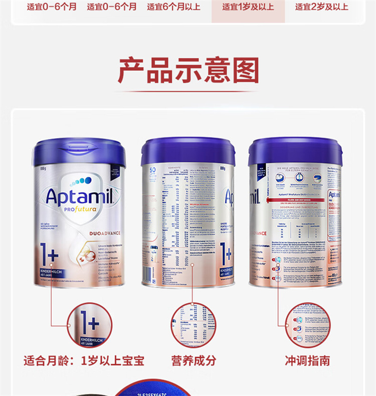 Aptamil ¹׽˫HMOӤ׶̷1+ 1 800g ¹ԭ