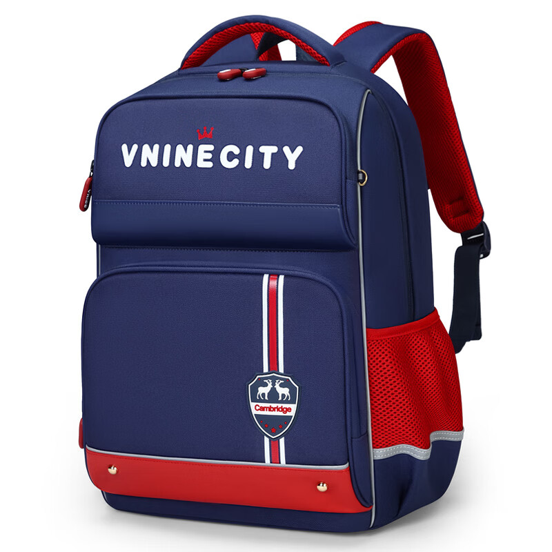 Vnine City 第九城堡小学生护脊儿童书包 剑桥蓝配粉