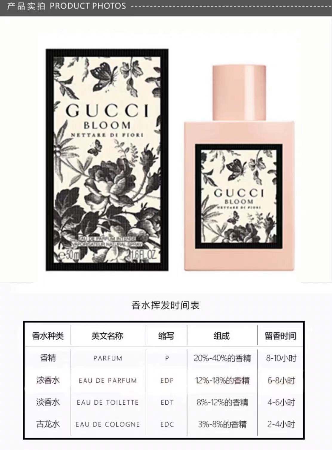 Gucci 意大利古驰黑色繁花花蜜之水女士香水100ml