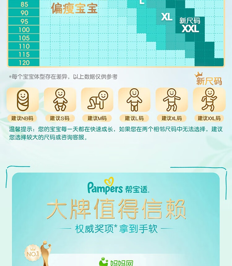 Pampers 帮宝适清新帮婴儿纸尿裤M码 54片 6-11kg