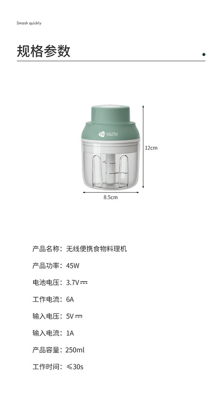 Aiyouth 艾青春全新智能电动多功能蒜泥机