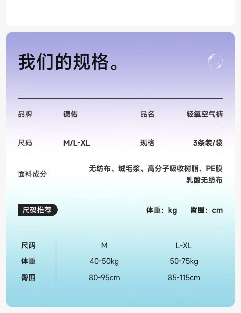 Deeyeo 德佑轻氧空气女性卫生裤 L-XL码 3条*1包